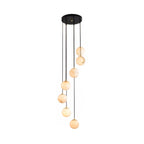 The seven-ball Afralia alabaster chandelier photographed against a plain white background.