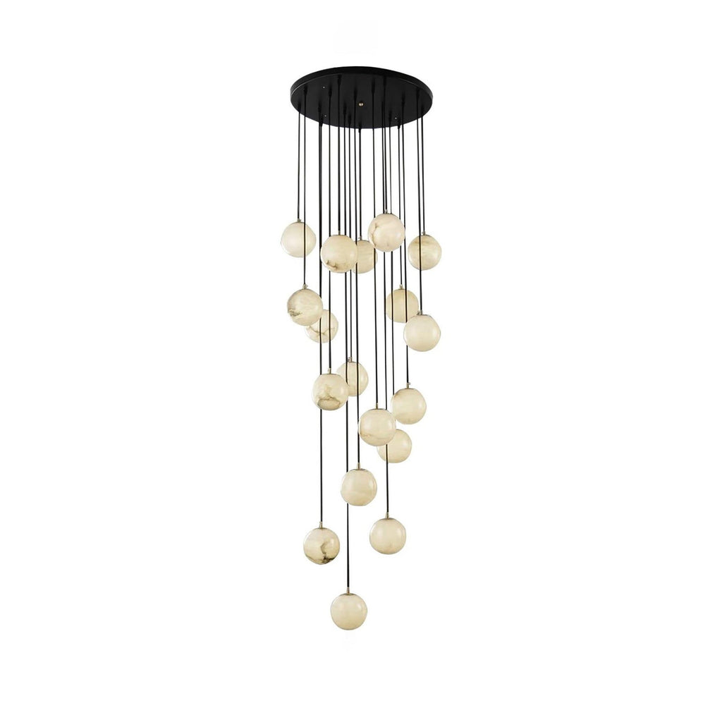 The largest Afralia cluster on a white background, all cords falling from one round canopy.