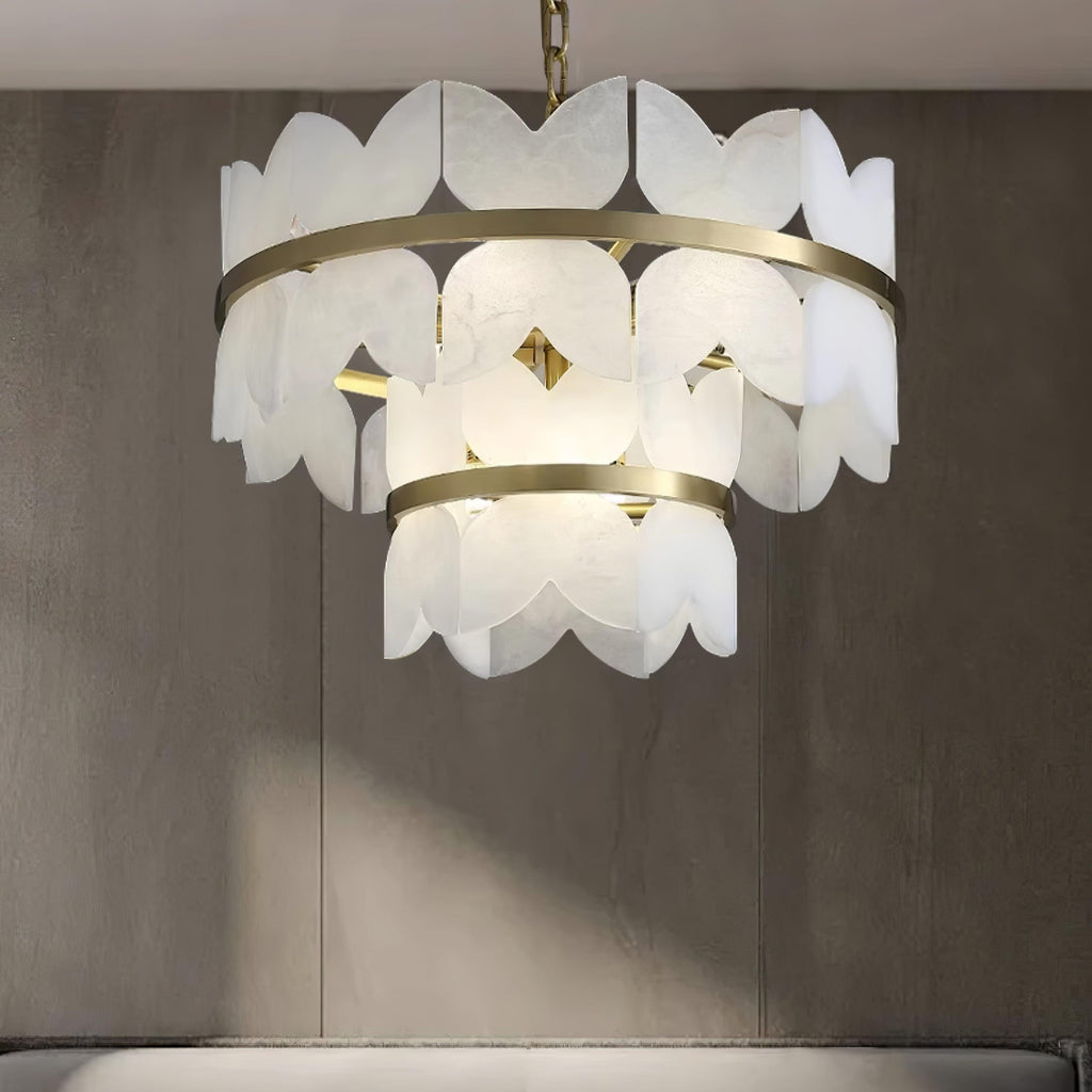 The two-tier version lit in a grey room, daylight from a curtained window behind.