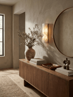 White alabaster wall light showing unique natural stone veining