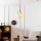 Gathered cotton pendant shade detail with subtle gathering
