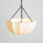Cotton pendant light shown in a calm neutral room