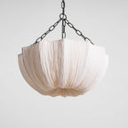 Aldwin Pendant Light, Gathered Cotton Shade, Black Frame, E27