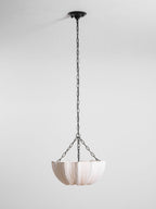 Aldwin Pendant Light, Gathered Cotton Shade, Black Frame, E27