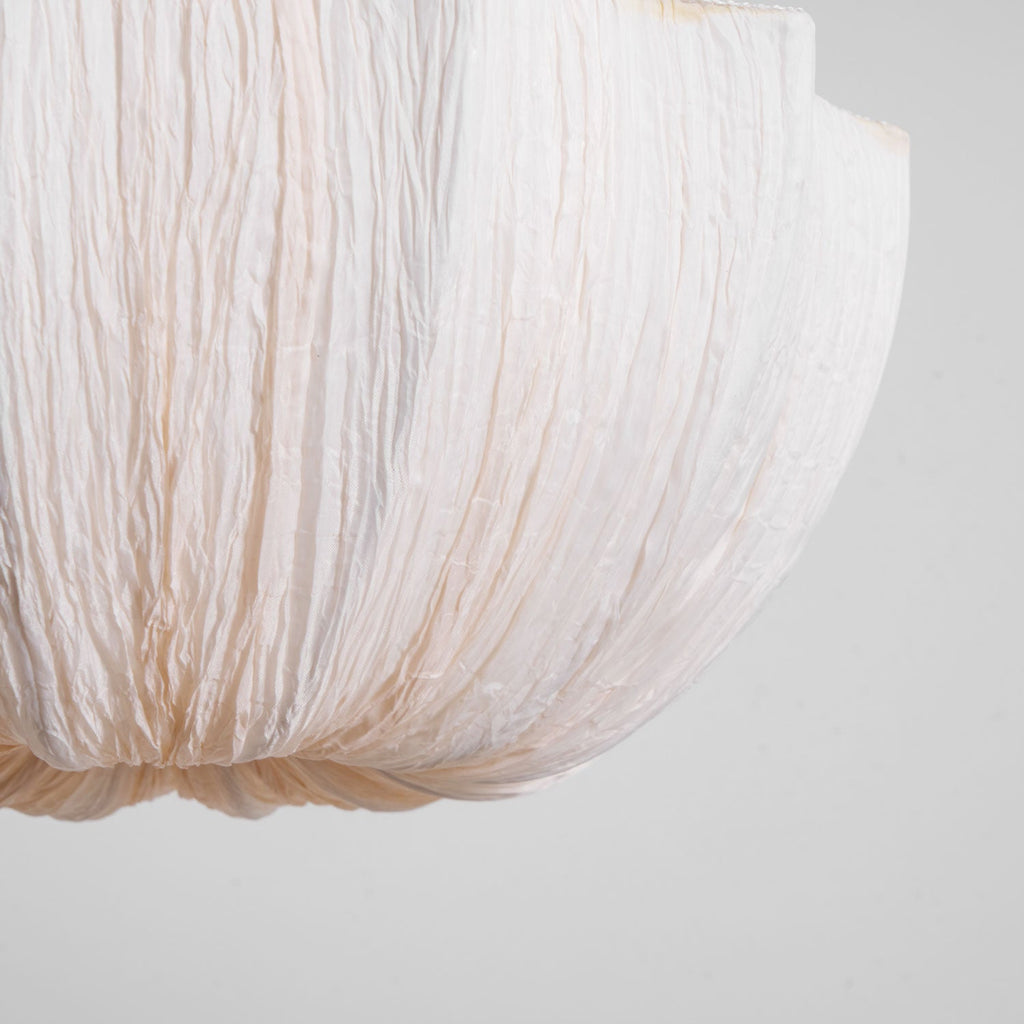 Aldwin Pendant Light, Gathered Cotton Shade, Black Frame, E27