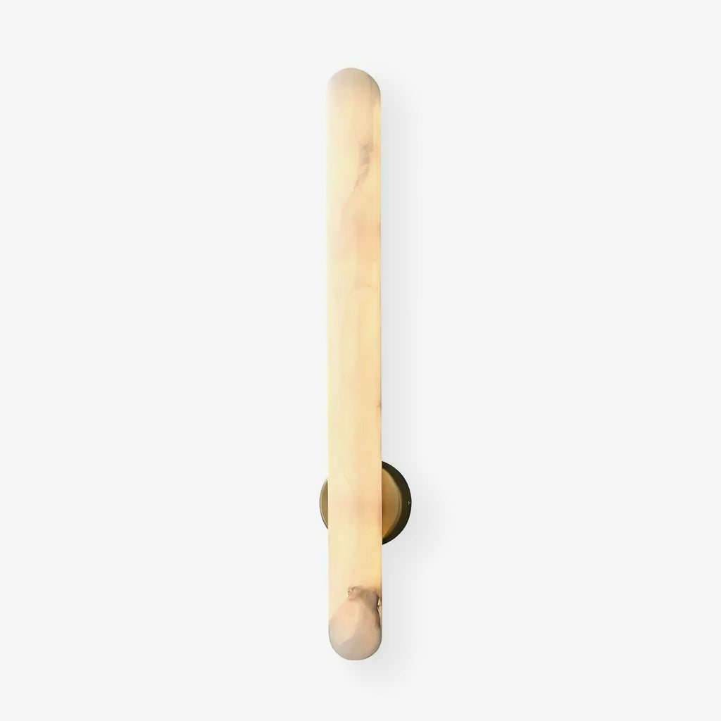 The same sconce unlit on white, the alabaster reading cool with faint grey veining.