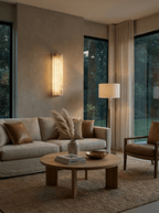 Alabaster wall light with soft light spilling upward and down