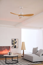 Ceiling fan mounted high in a spacious open-plan room