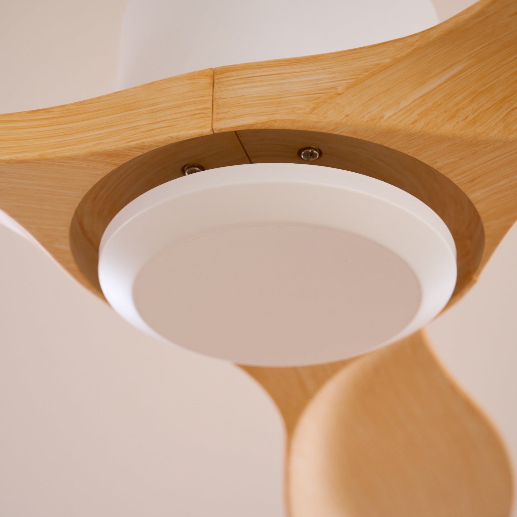 Ceiling fan shown in a minimalist living space