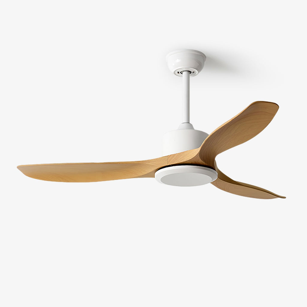 Curved ABS blade ceiling fan with slim central motor housing