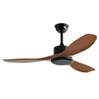 Curved-blade ceiling fan mounted in a bright airy room