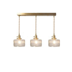 Taklampe, vintage-stil ribbet glasskjerm, justerbar E27-ledning