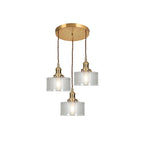 Taklampe, vintage-stil ribbet glasskjerm, justerbar E27-ledning