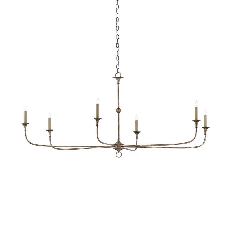 Candle chandelier antique bronze finish detail