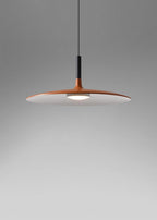 Aluminum pendant light shade viewed in a styled interior