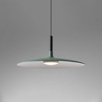 Aluminum pendant light shown in a contemporary room setting