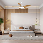 Ceiling fan with integrated LED and acrylic diffuser shade