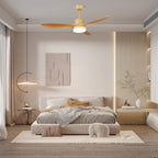 Five blade ceiling fan with light in walnut wood grain finish
