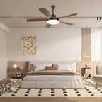 Wood grain ceiling fan with integrated LED daylight illumination