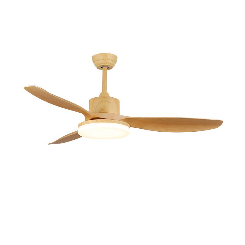 Ceiling fan with integrated LED throwing even light across a room