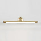 Viewed straight on and unlit, this Clérachic wall sconce in gold shows its full bar length and mounting bracket.