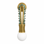 Clérachic beaded wall sconce with olive-toned stone beads and a brass-wrapped base, shown alone against a plain white background.