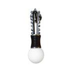 Clérachic wall light with speckled grey stone beads on a brass frame and a dark-wrapped base, shown alone on white.