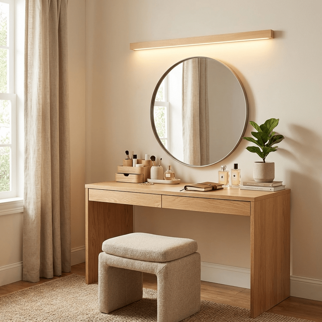 Pine wood wall light with matte white frosted diffuser