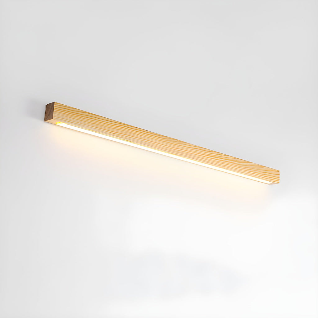 Pine wood wall light with even diffused glow detail