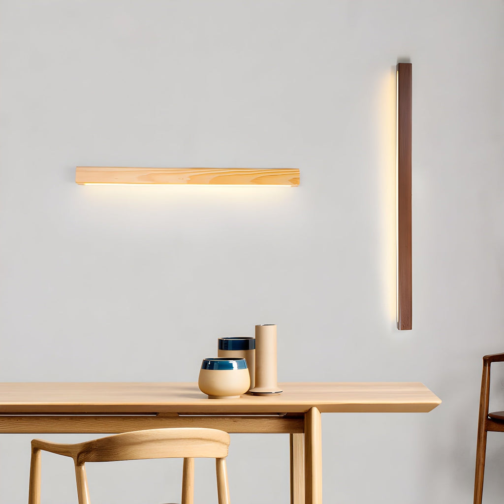 Væglampe, Arlo Linear fyrretræ, frostet akryl, integreret LED 3000K
