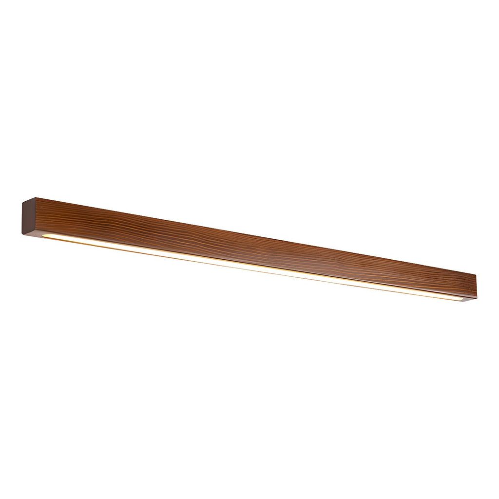 Slim wood wall light mounted on a wall in a calm room