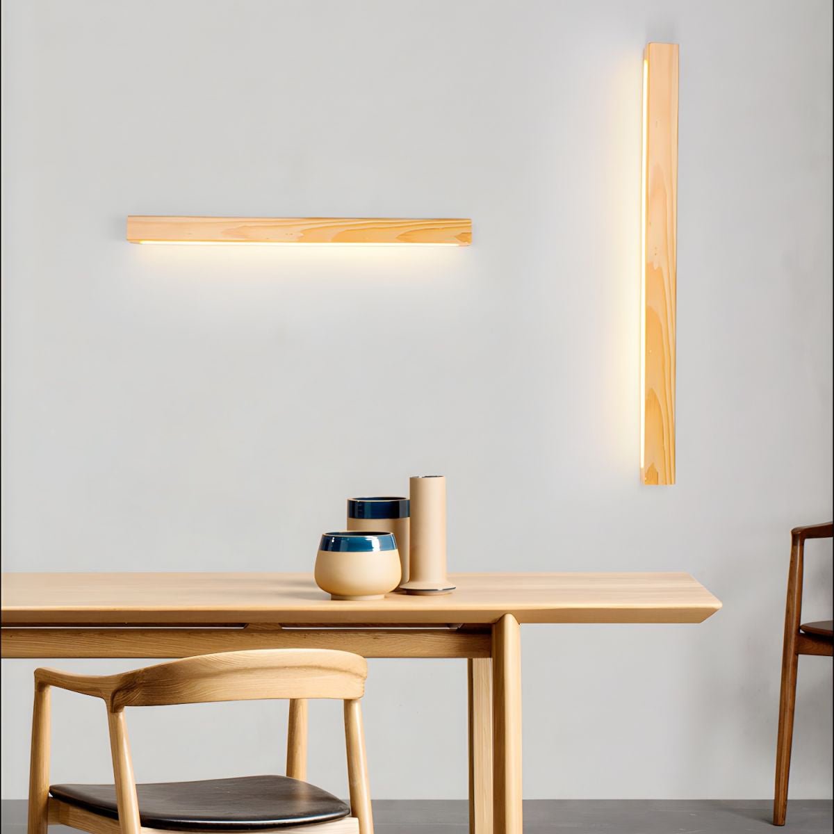 Væglampe, Arlo Linear fyrretræ, frostet akryl, integreret LED 3000K