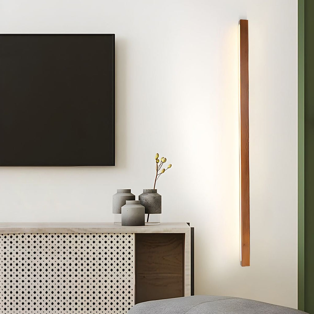 Væglampe, Arlo Linear fyrretræ, frostet akryl, integreret LED 3000K