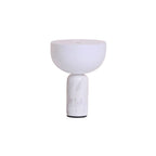 The white marble base and dome shade of this Clérachic table lamp, photographed alone on a plain white background.