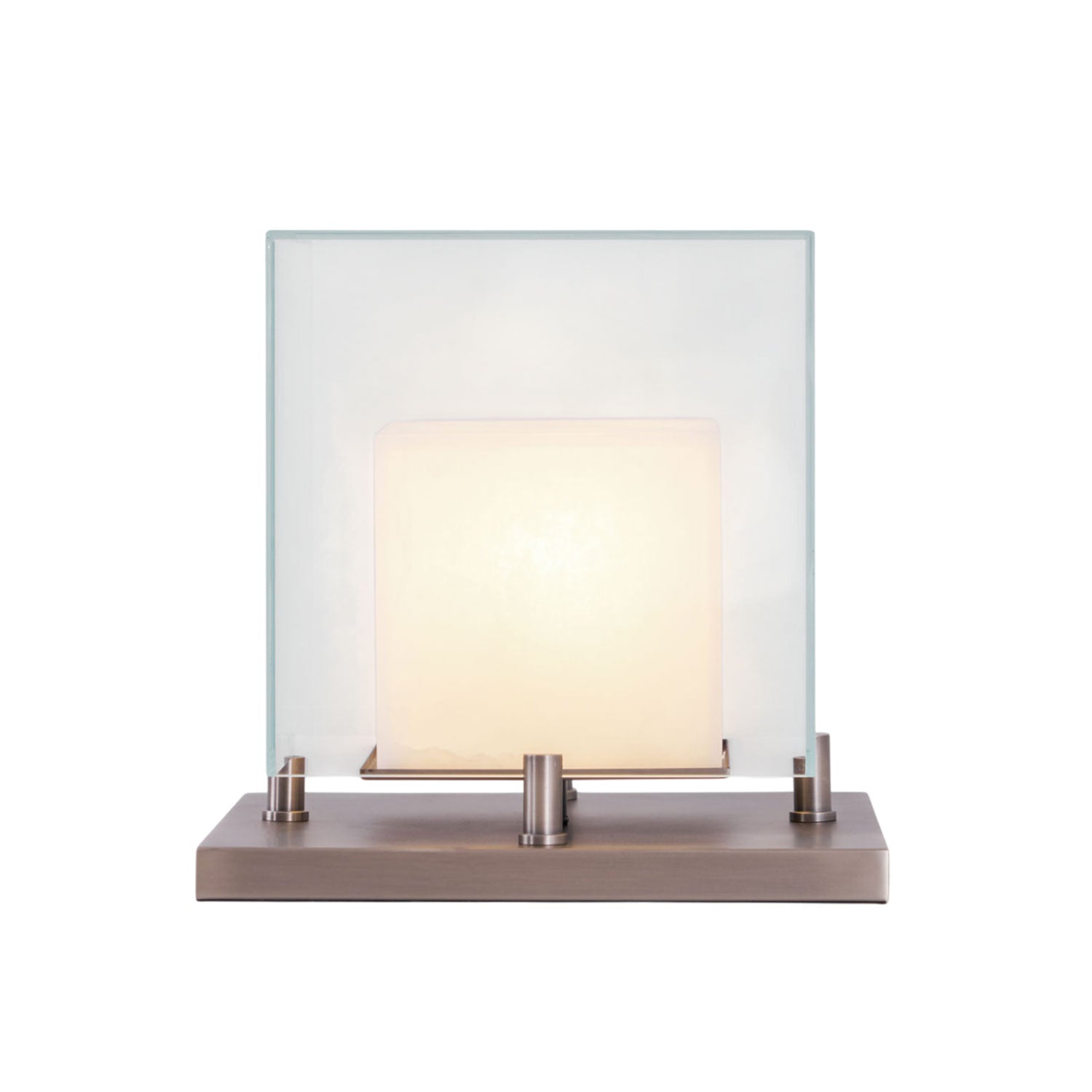 Arqra Alabaster Table Lamp, Black or Bronze Base, Clear or White Shade, Three Sizes
