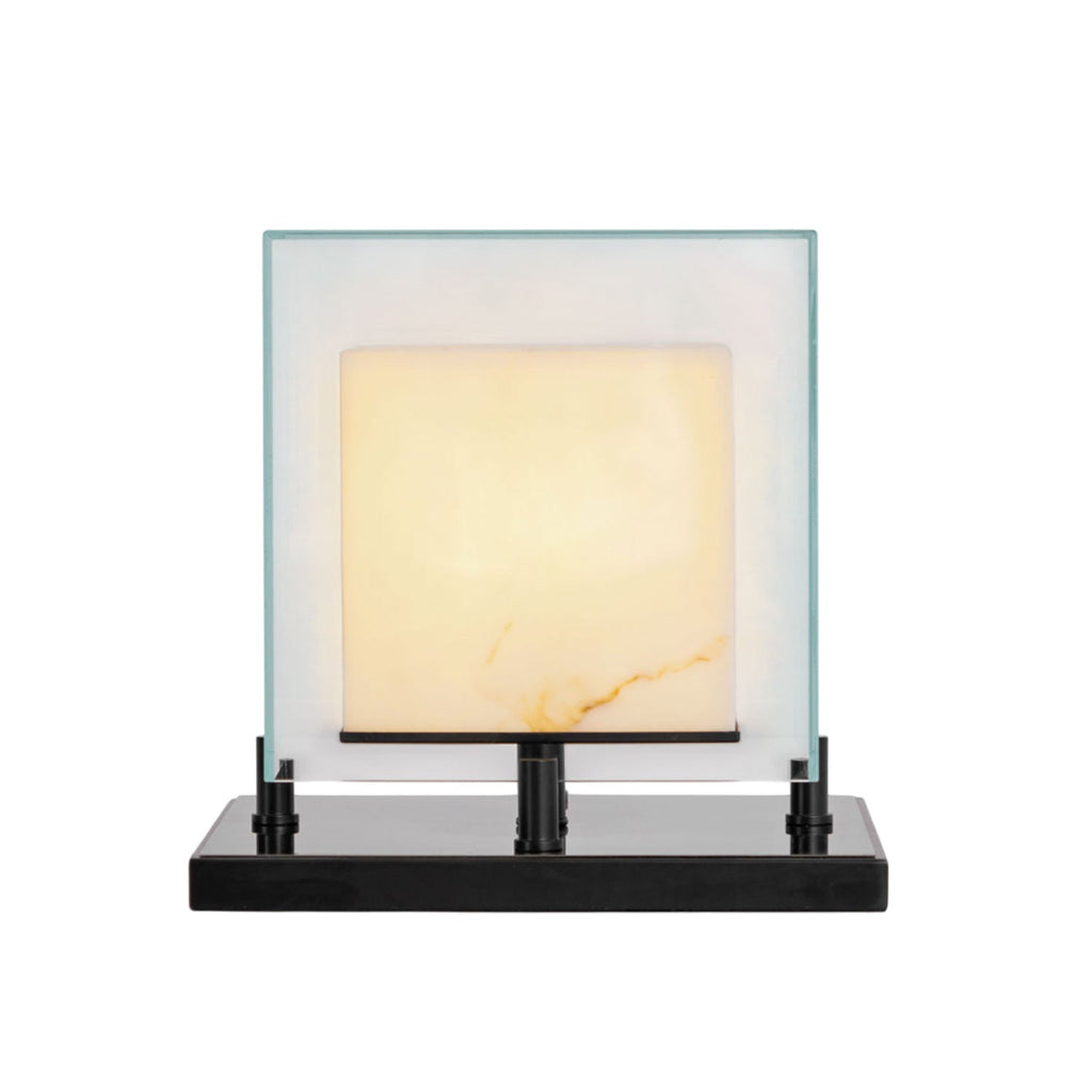 Arqra Alabaster Table Lamp, Black or Bronze Base, Clear or White Shade, Three Sizes