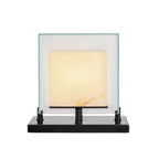 Arqra Alabaster Table Lamp, Black or Bronze Base, Clear or White Shade, Three Sizes