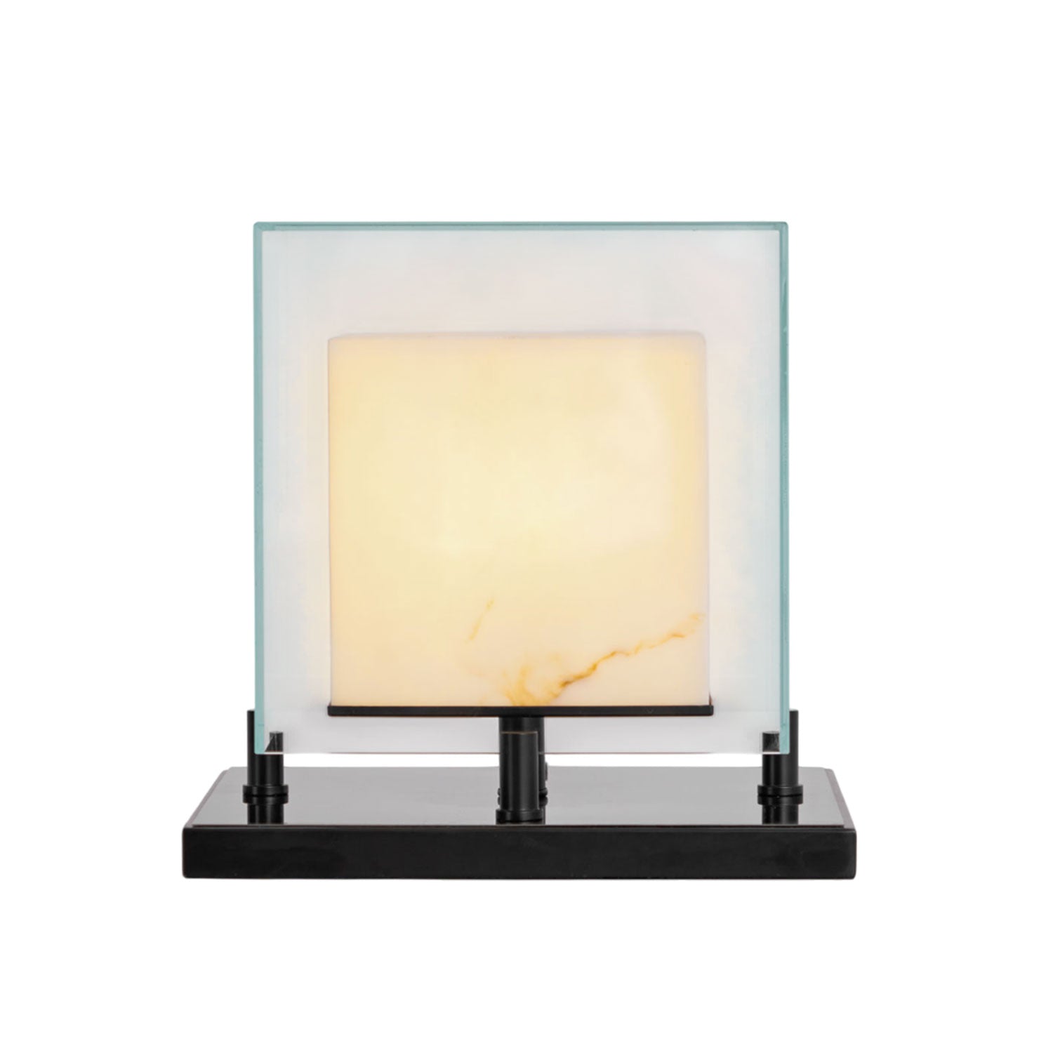 Arqra Alabaster Table Lamp, Black or Bronze Base, Clear or White Shade, Three Sizes