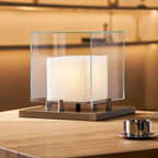 Arqra Alabaster Table Lamp, Black or Bronze Base, Clear or White Shade, Three Sizes