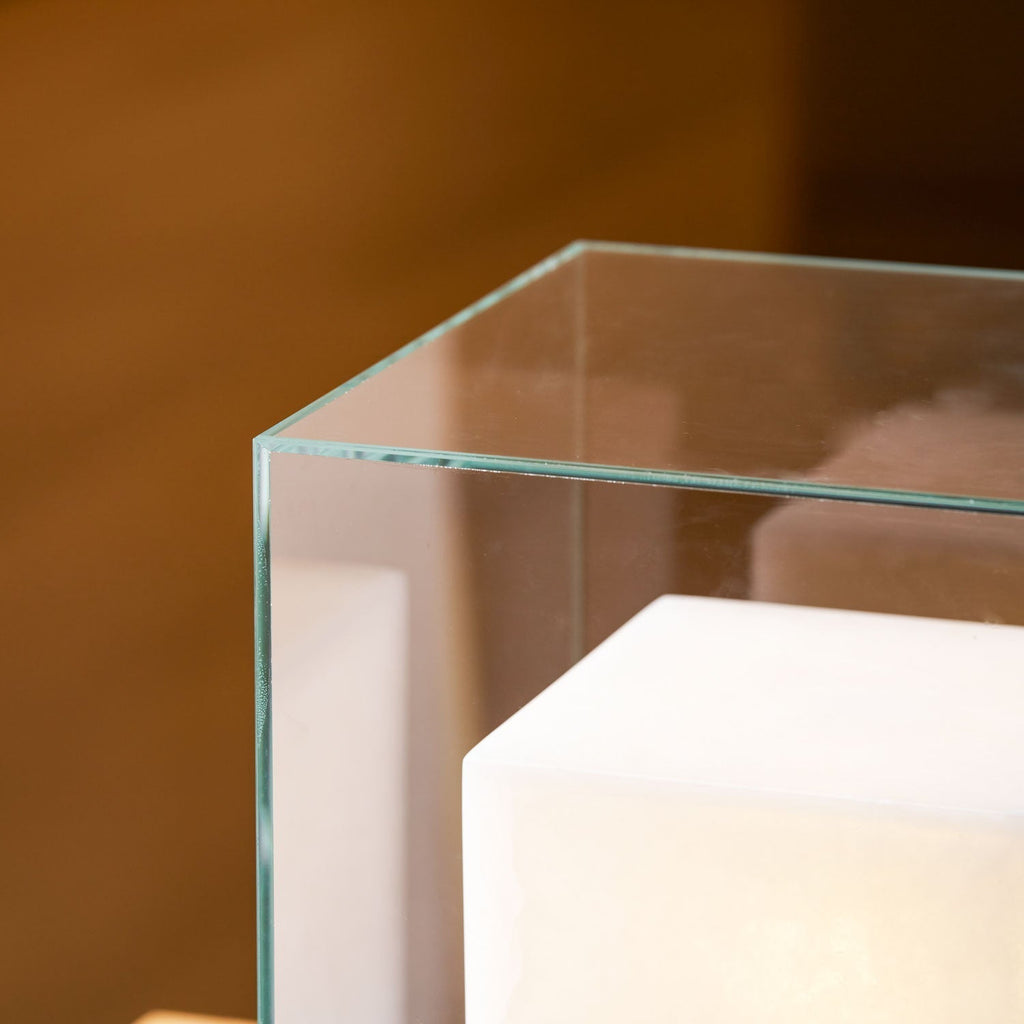 Arqra Alabaster Table Lamp, Black or Bronze Base, Clear or White Shade, Three Sizes