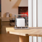 Arqra Alabaster Table Lamp, Black or Bronze Base, Clear or White Shade, Three Sizes