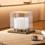 Arqra Alabaster Table Lamp, Black or Bronze Base, Clear or White Shade, Three Sizes