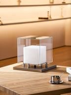 Arqra Alabaster Table Lamp, Black or Bronze Base, Clear or White Shade, Three Sizes