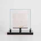 Arqra Alabaster Table Lamp, Black or Bronze Base, Clear or White Shade, Three Sizes