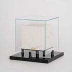 Arqra Alabaster Table Lamp, Black or Bronze Base, Clear or White Shade, Three Sizes