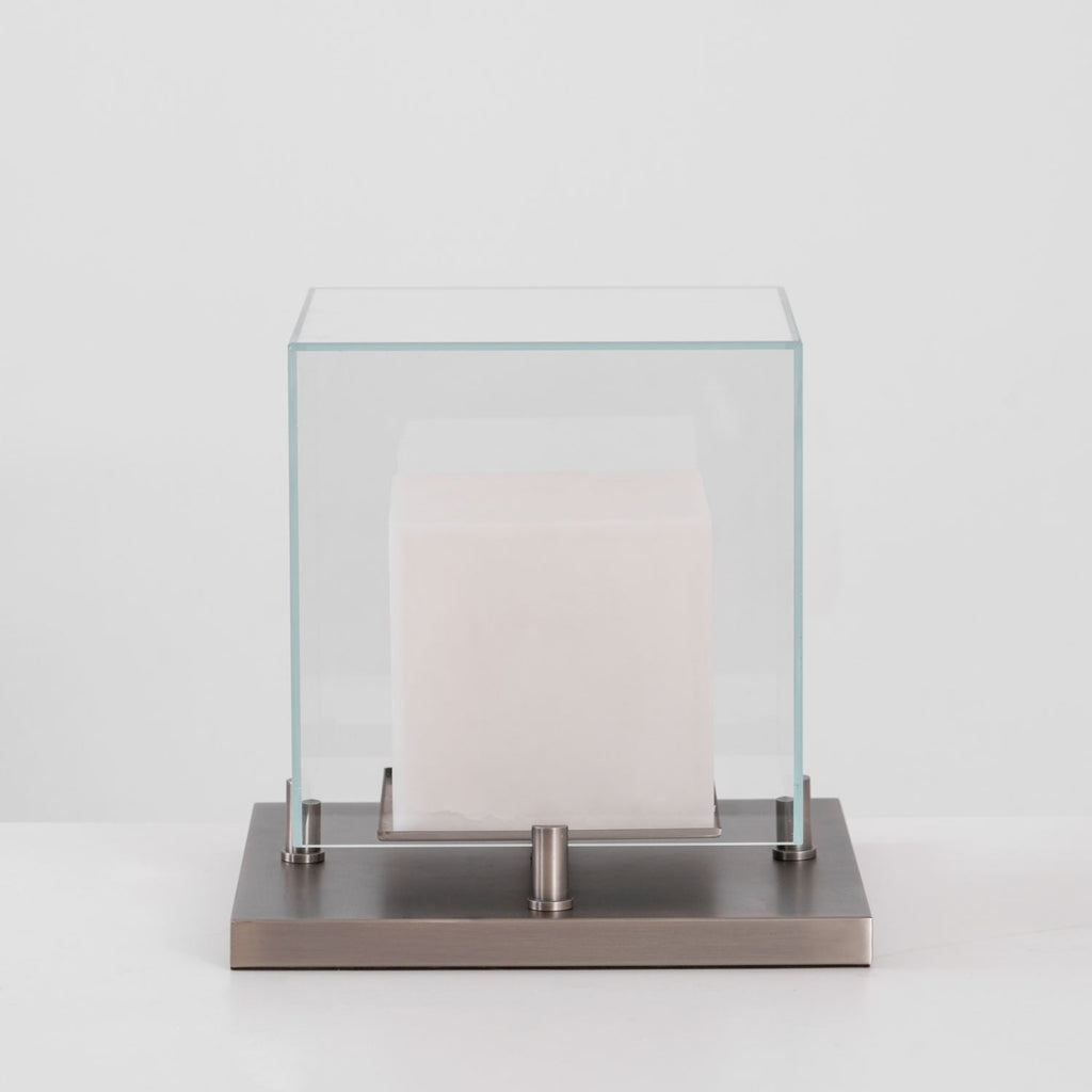 Arqra Alabaster Table Lamp, Black or Bronze Base, Clear or White Shade, Three Sizes