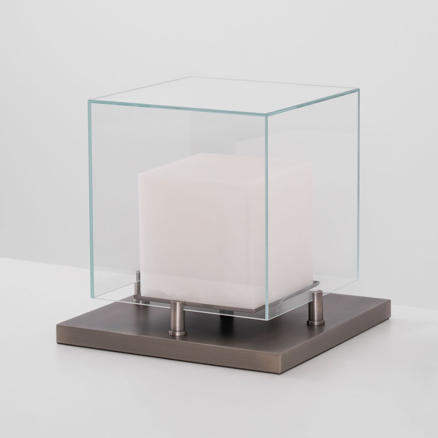 Arqra Alabaster Table Lamp, Black or Bronze Base, Clear or White Shade, Three Sizes