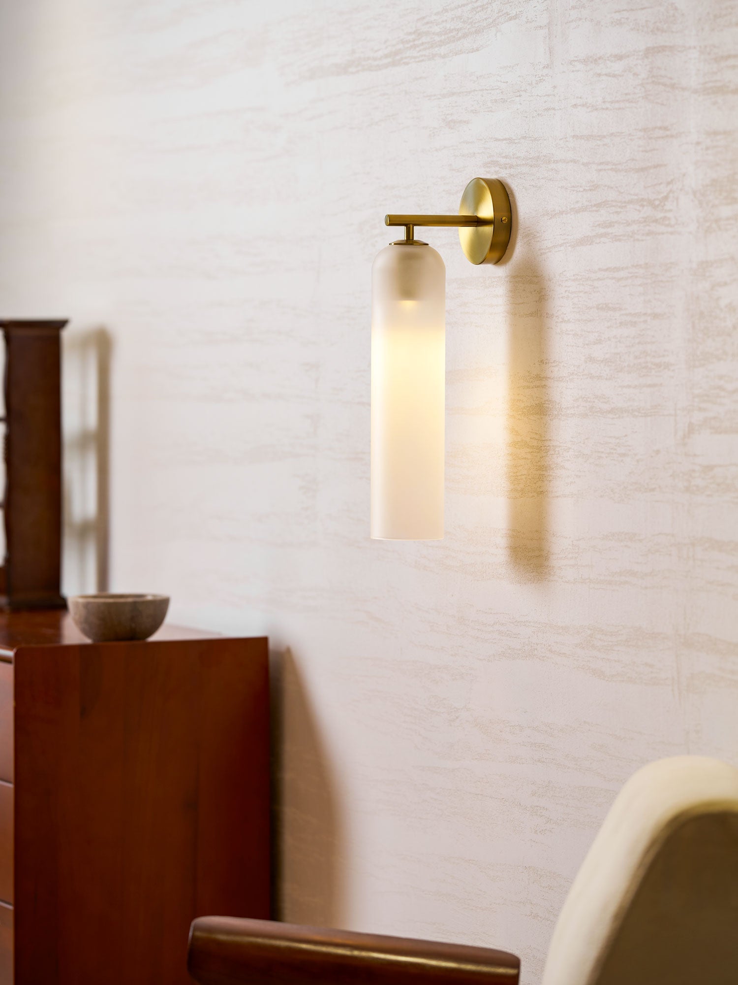 Væglampe, mundblæst kunstglas, GU10 LED, dæmpbar, dobbelmontering