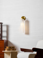Væglampe, mundblæst kunstglas, GU10 LED, dæmpbar, dobbelmontering