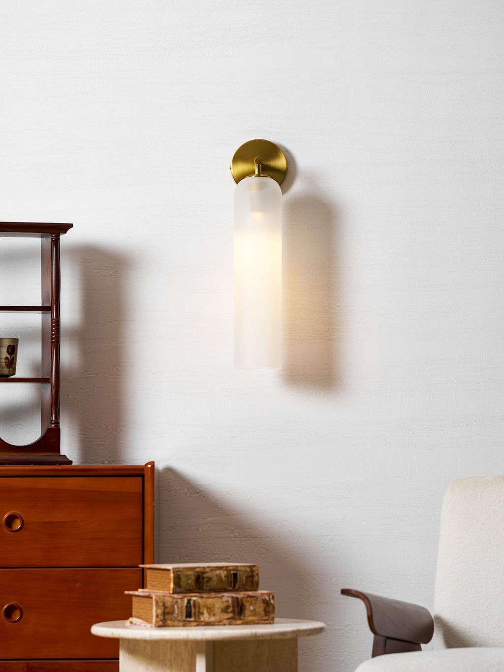 Væglampe, mundblæst kunstglas, GU10 LED, dæmpbar, dobbelmontering